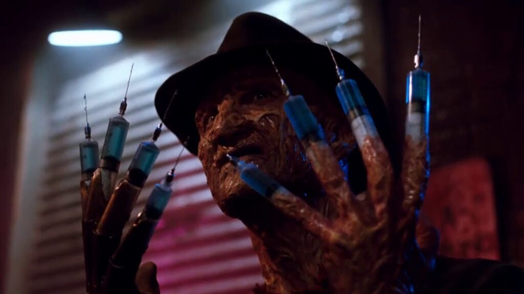 Freddy Krueger con le siringhe in Nightmare 3 - i guerrieri del sogno