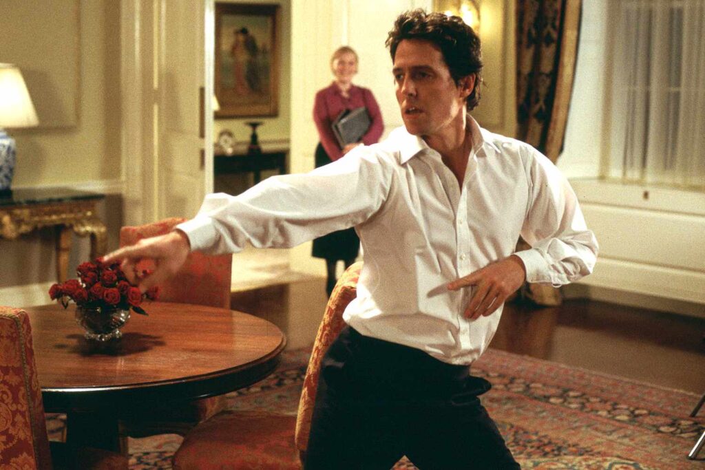 Frame che ritrae Hugh Grant in Love Actually