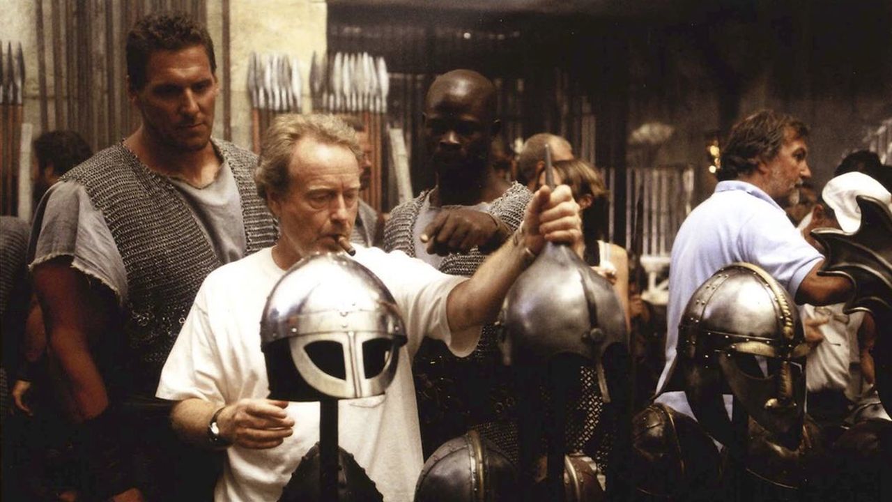 Ridley Scott tra gli elmi sul set di Il gladiatore