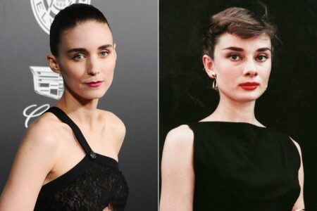 Un collage di Audrey Hepburn e Rooney Mara