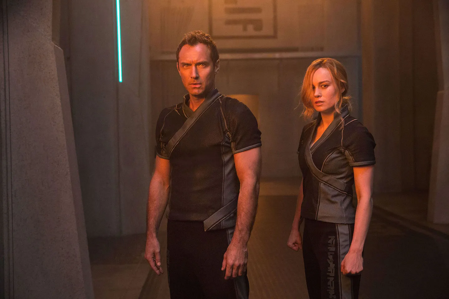 Jude Law e Brie Larson in Captain Marvel