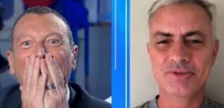 Sanremo 2023, Amadeus: “Vorrei Josè Mourinho all’Ariston” Amadeus e Mourinho