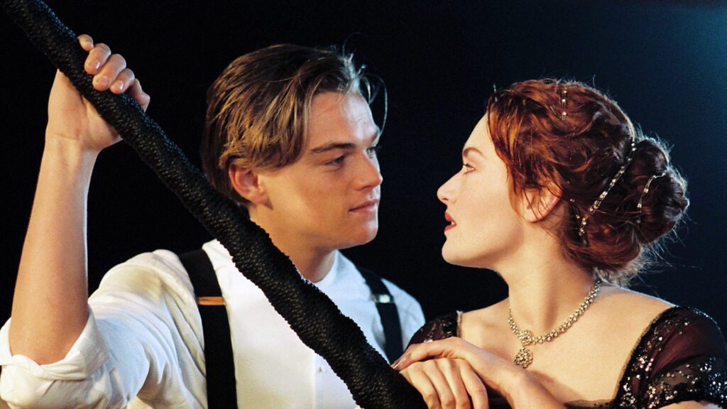 Leonardo DiCaprio e Kate Winslet in Titanic