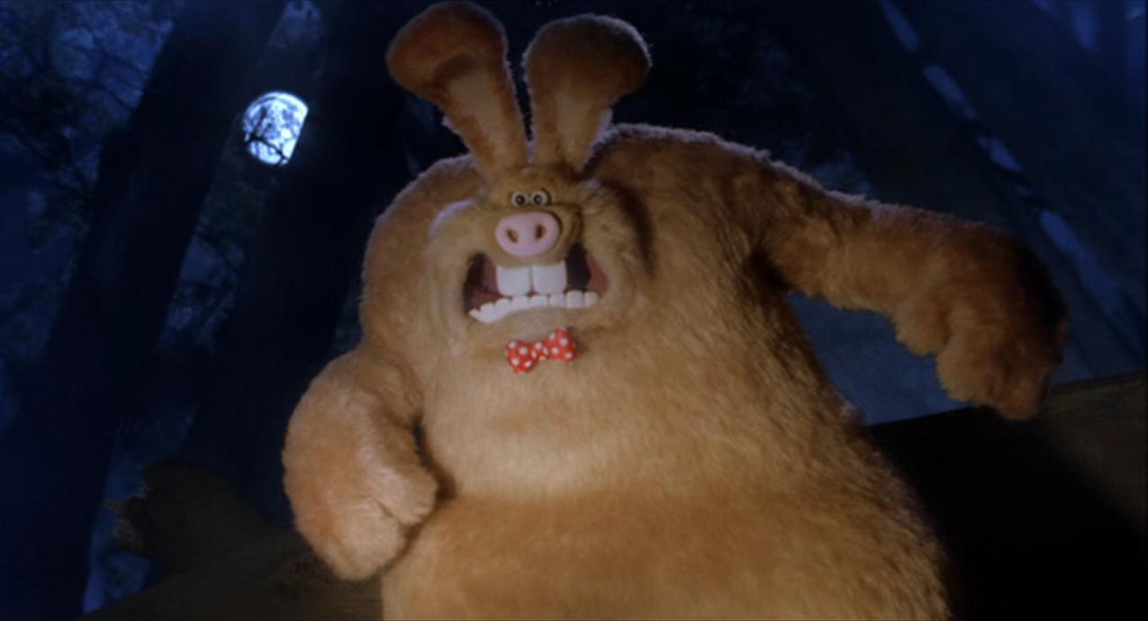 Una scena de Wallace & Gromit: La maledizione del coniglio mannaro