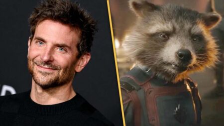 Bradley Cooper nel ruolo di Raccoon.