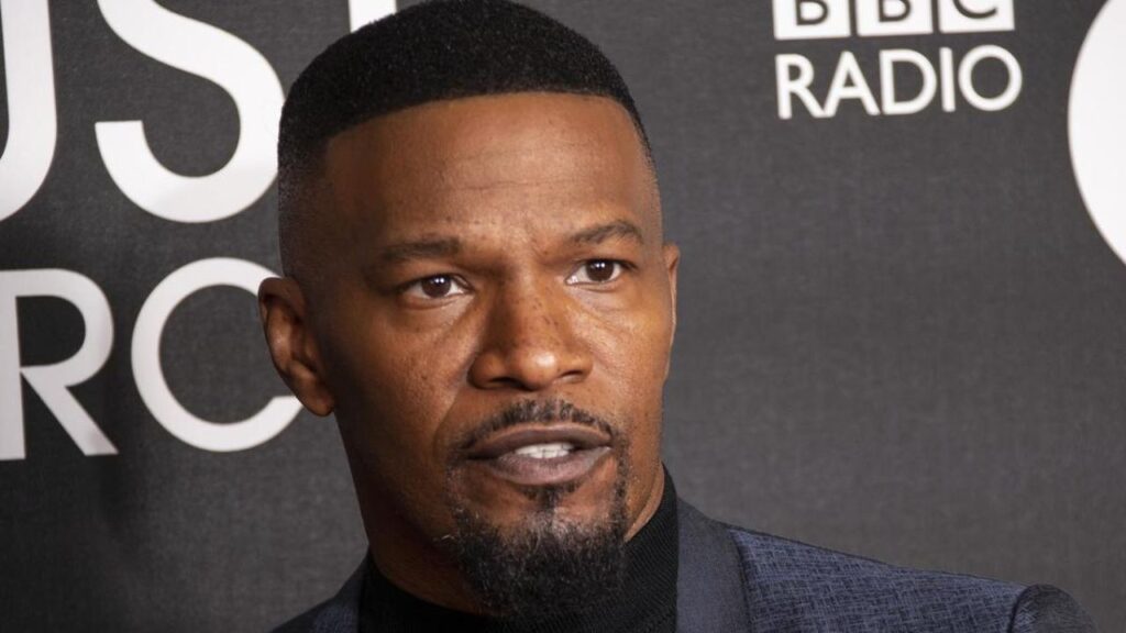 Un primo piano di Jamie Foxx durante un photocall
