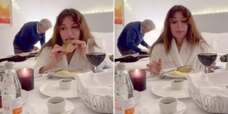 Sabrina Impacciatore mangia pollo