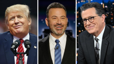 Donald Trump, Jimmy Kimmel e Stephen Colbert