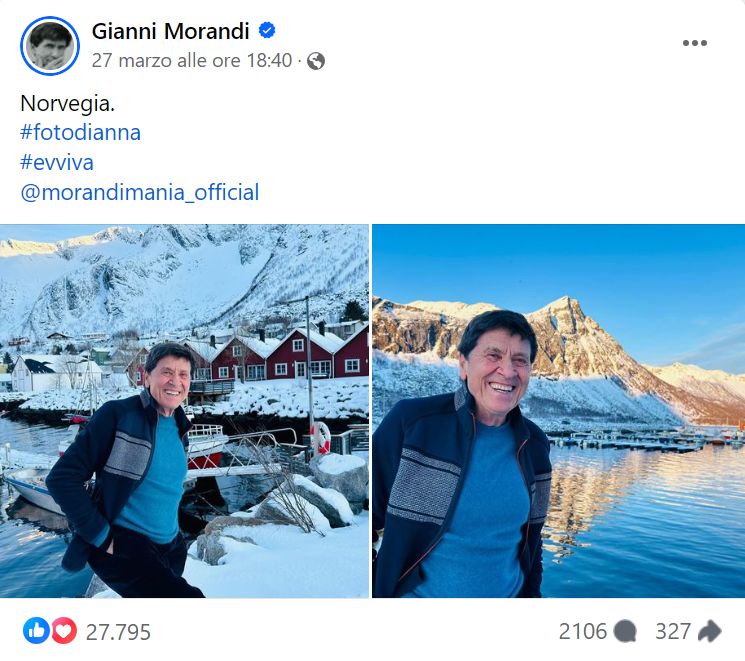 Gianni Morandi in due foto scattate da Anna Dan
