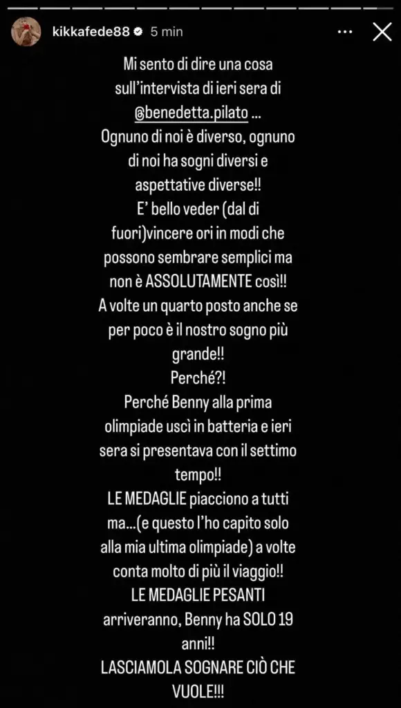 La story di Federica Pellegrini su Benedetta Pilato [IG]