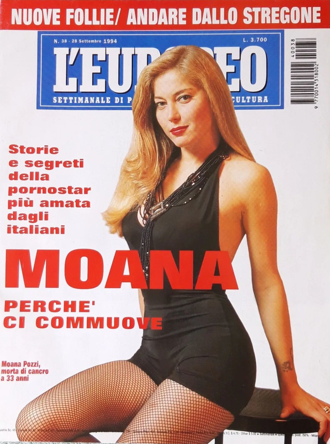 Moana Pozzi in copertina su L'Europeo
