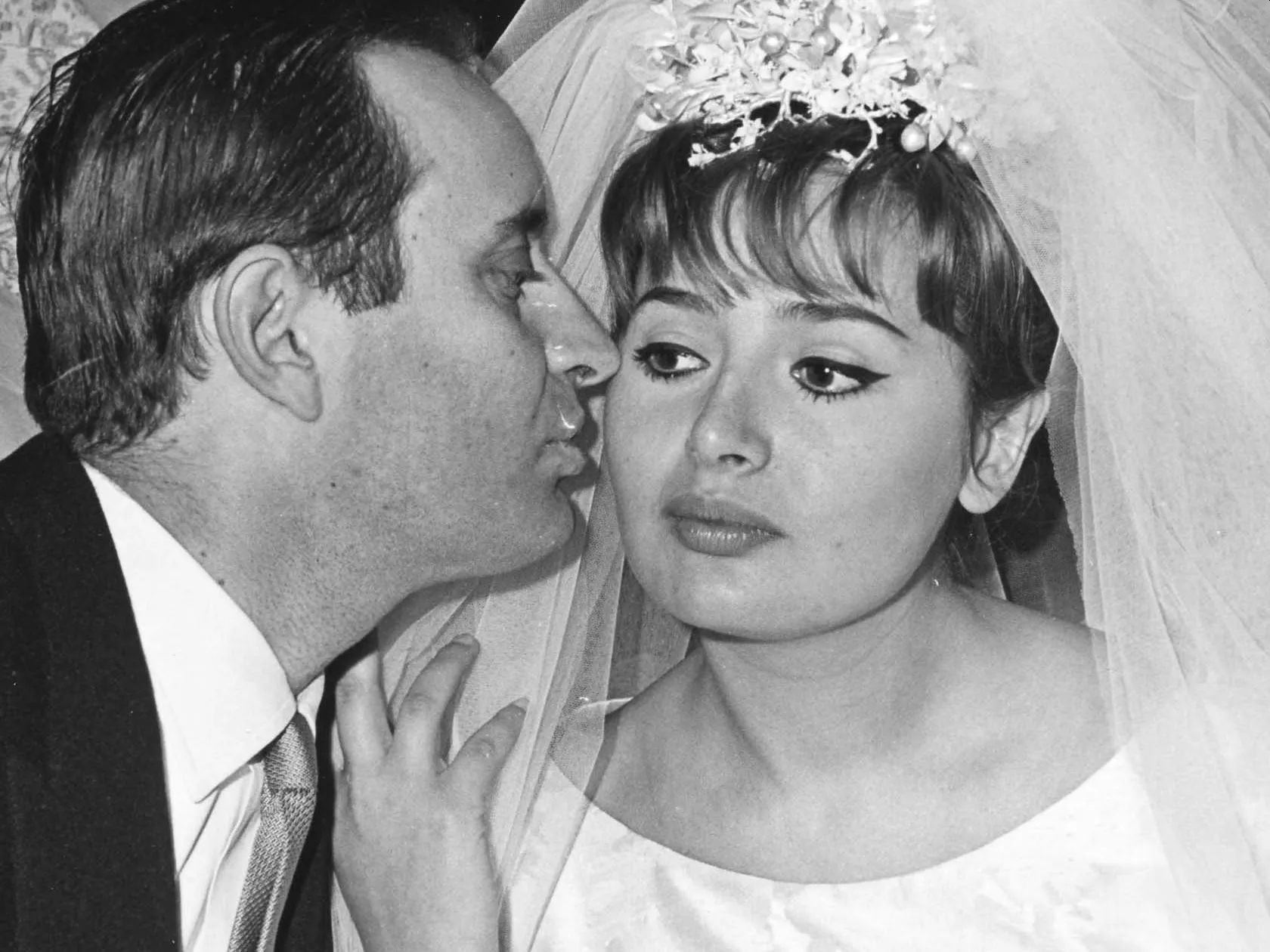Romano Mussolini e Maria Scicolone nel giorno del matrimonio