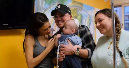 Elodie e Gigi D'Alessio al Santobono