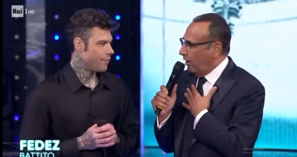 Fedez e Carlo Conti a Sarà Sanremo