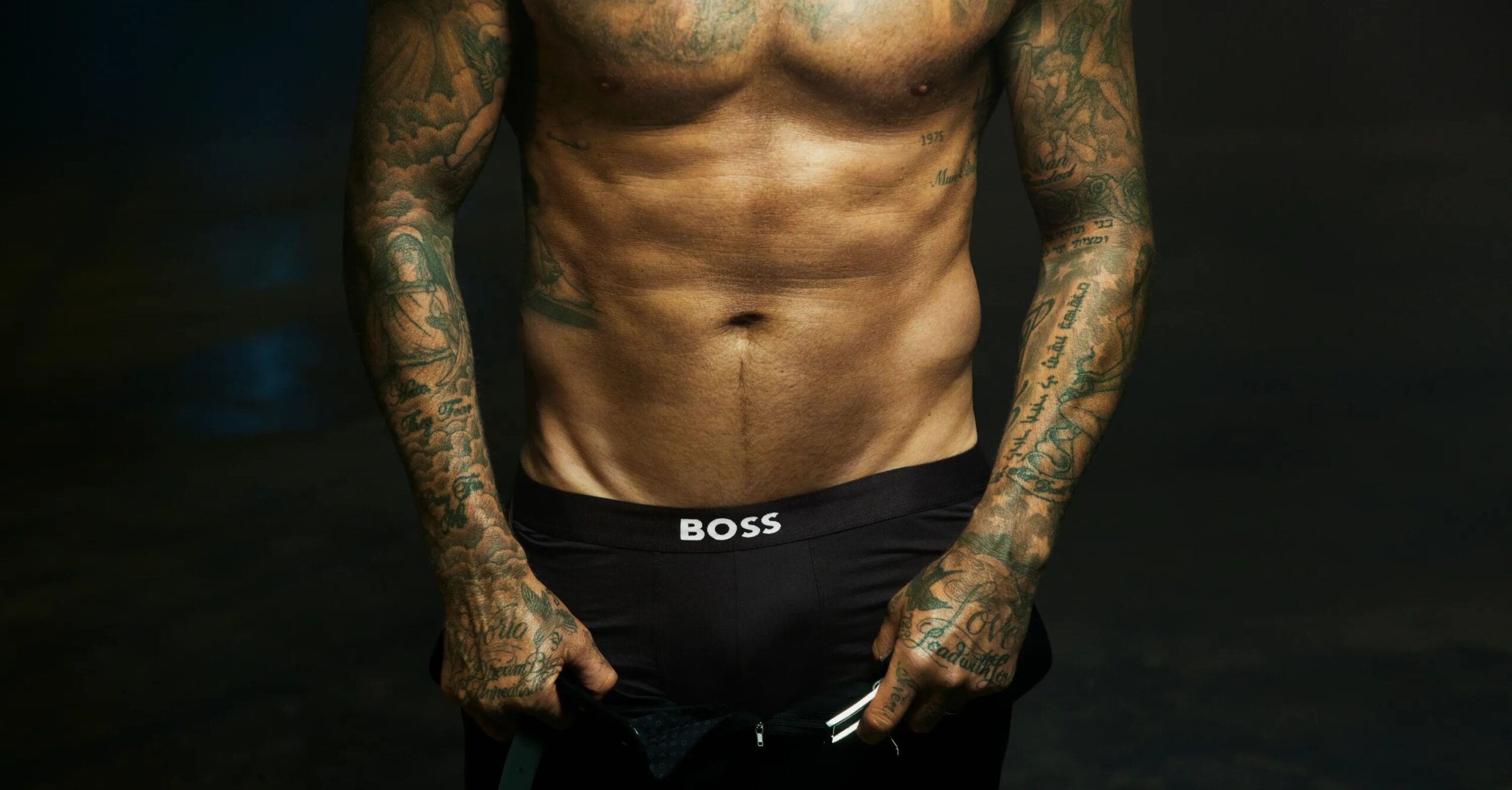 i boxer di David Beckham nella campagna Boss One Underwear