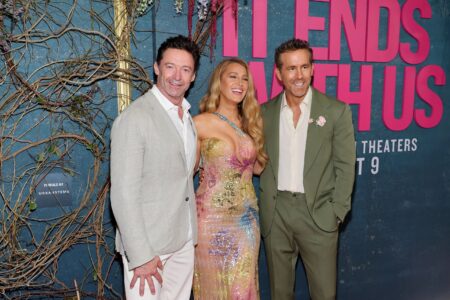 Hugh Jackman, Blake Lively, Ryan Reynolds alla premiere di It Ends With Us