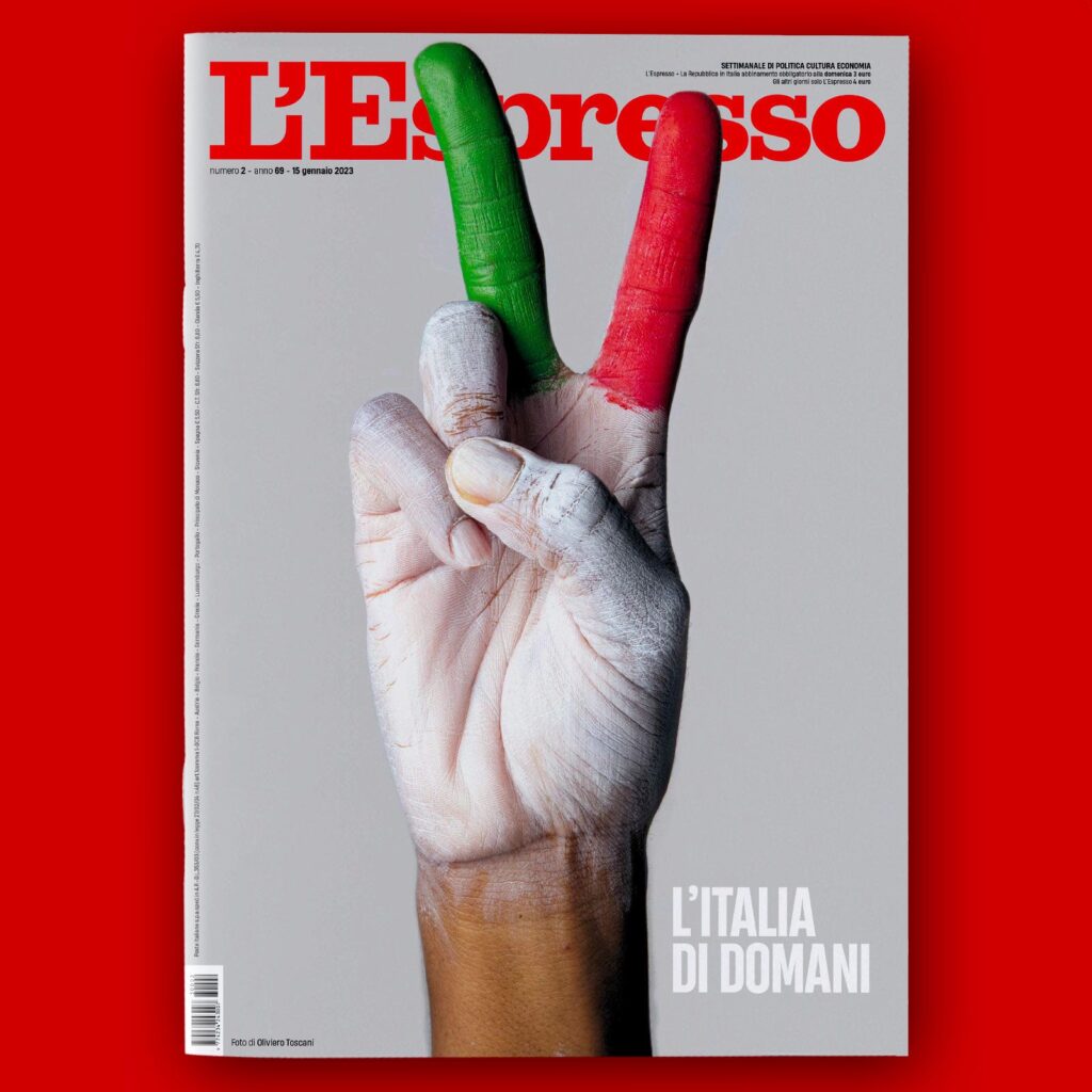 Copertina de L'espresso - foto di Oliviero Toscani