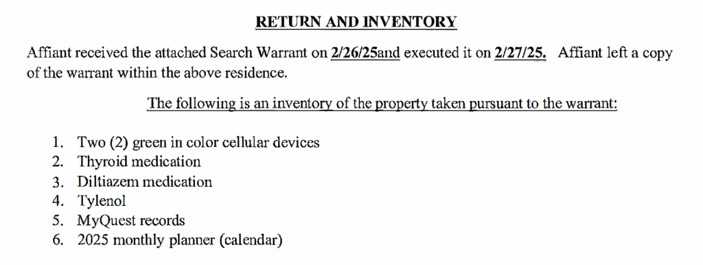 Inventario degli oggetti rinvenuti nell'abitazione di Gene Hackman dopo la morte