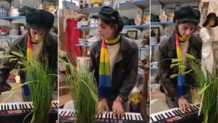 Lucio Corsi in un negozio di robivecchi