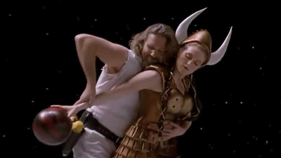 Jeff Bridges e Julianne Moore ne Il grande Lebowski