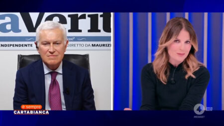 Marina la Rosa e Belpietro a E' Sempre Cartabianca