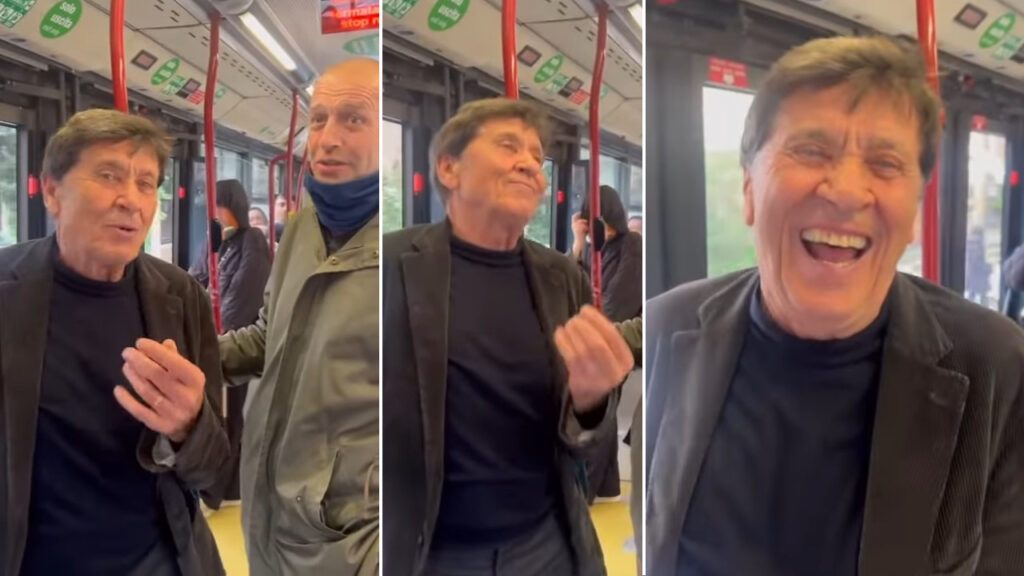 Gianni Morandi sul bus
