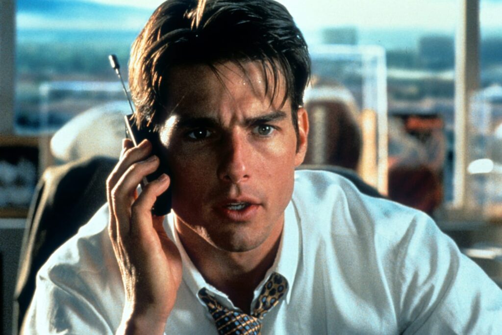Tom Cruise in una scena di Jerry Maguire