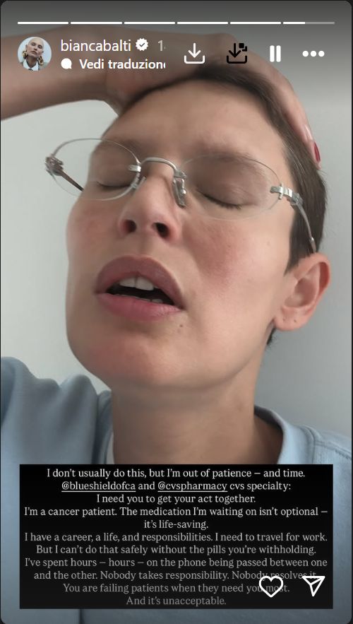 Bianca Balti si sfoga nelle sue stories su IG