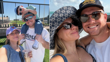 Emilie Kiser con il figlio Trigg e il marito Brady