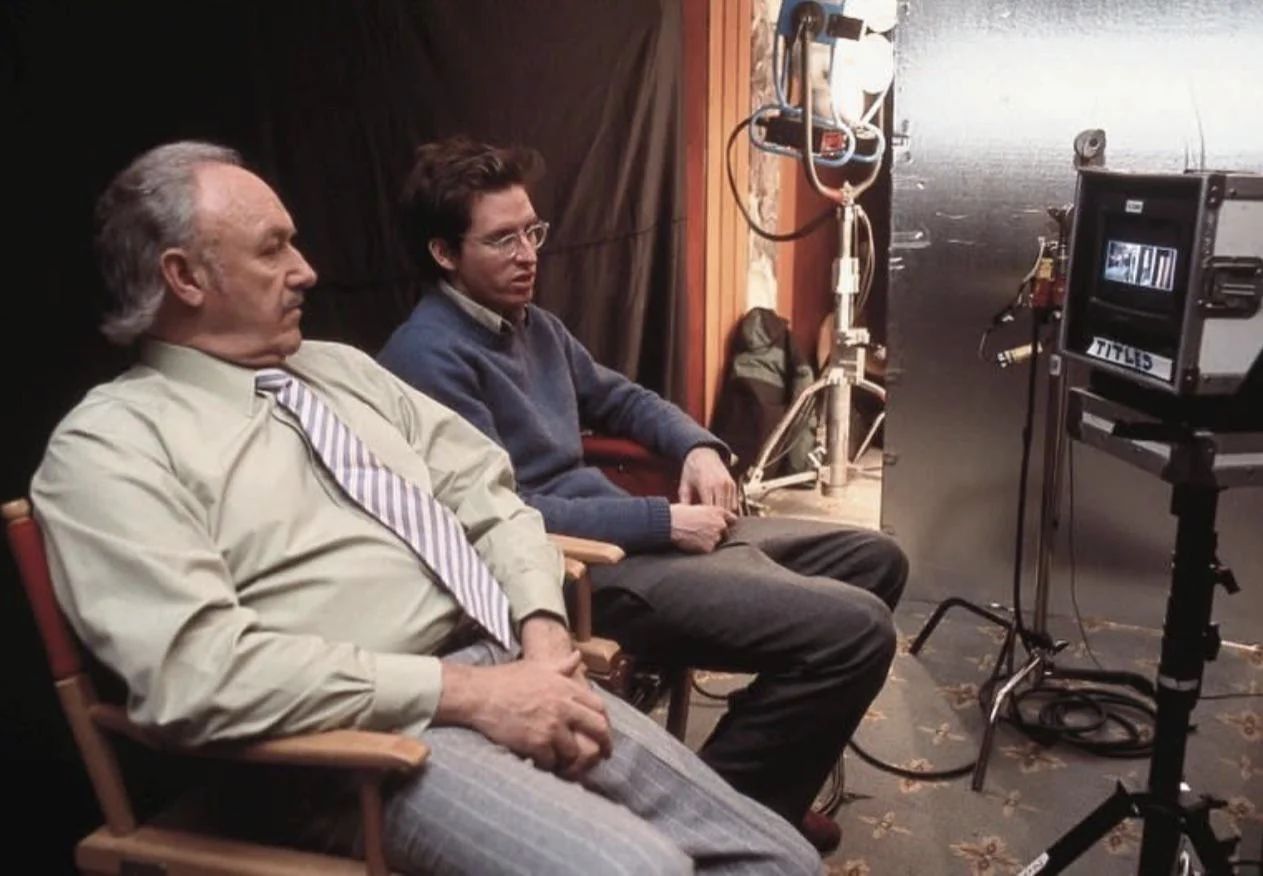 Gene Hackman e Wes Anderson sul set de I Tenenbaum