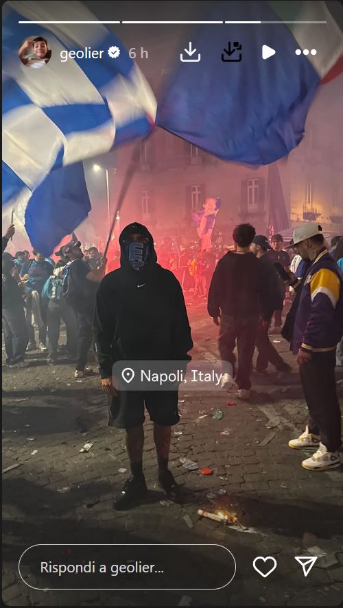 Geolier camuffato durante i festeggiamenti dello scudetto del Napoli 2025 
