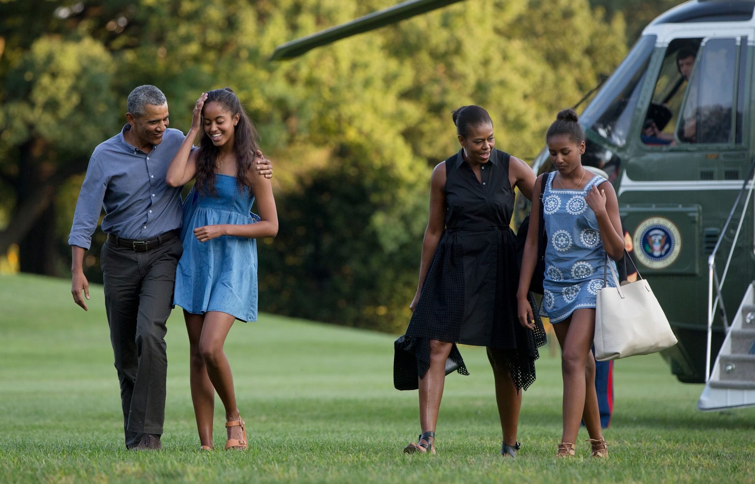 Barack e Michelle Obama con le figlie Malia e Sasha