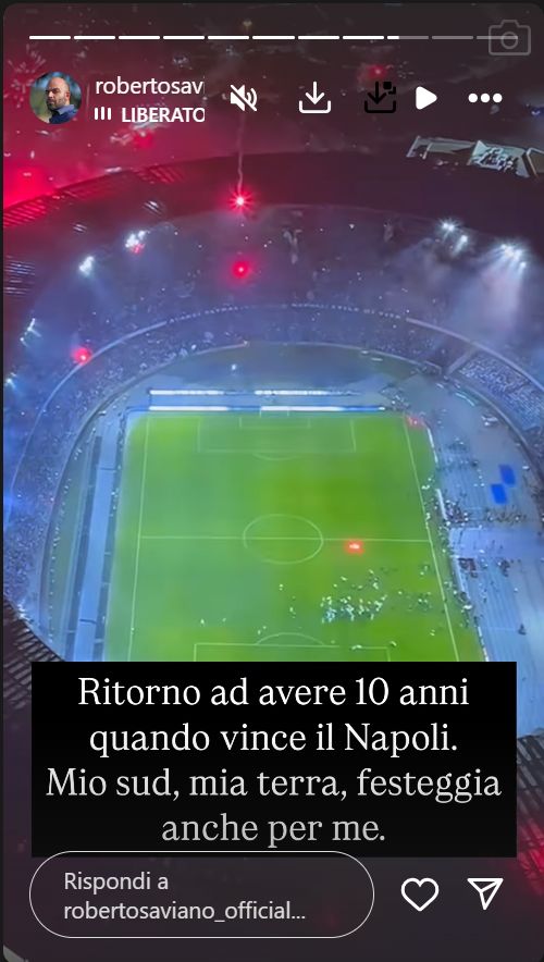 post di Roberto Saviano sullo scudetto del Napoli 2025