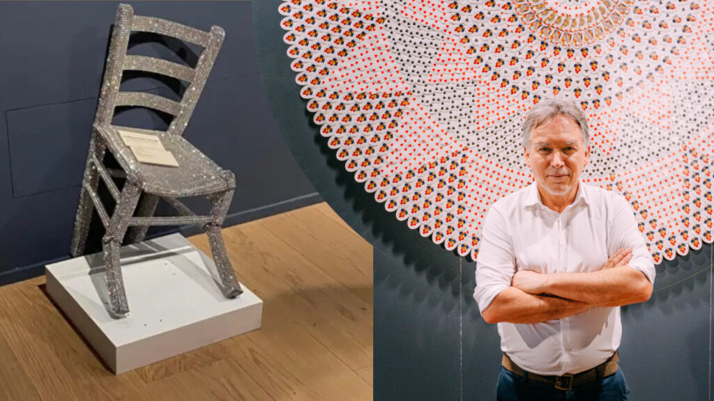 L'artista Nicola Bolla e la sedia Van Gogh rotta