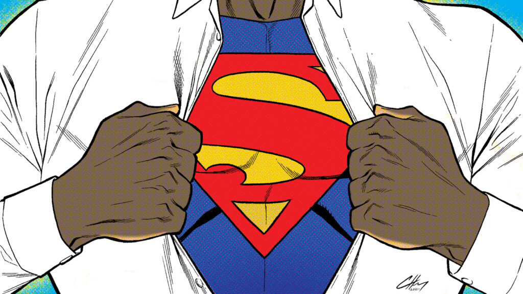 Bloccato dai produttori impauriti, il film sul Superman nero forse si farà: ad una condizione Superman nero, un artwork di The Hollywood Reporter