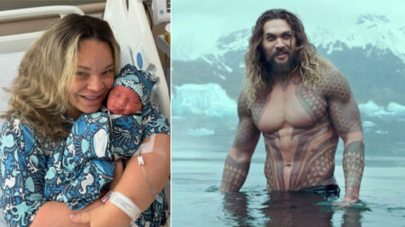 Trisha Paytas con suo figlio Aquaman e Jason Momoa