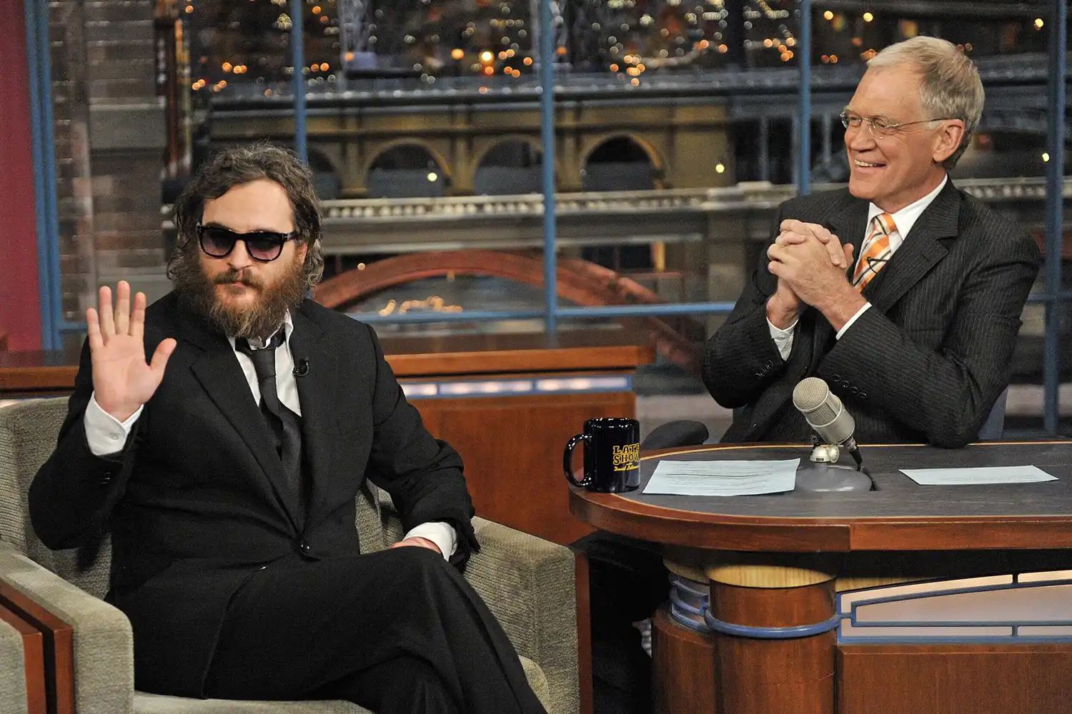 Joaquin Phoenix e David Letterman nel 2009