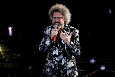 Simone Cristicchi a Sanremo (fonte: ANSA/ETTORE FERRARI)