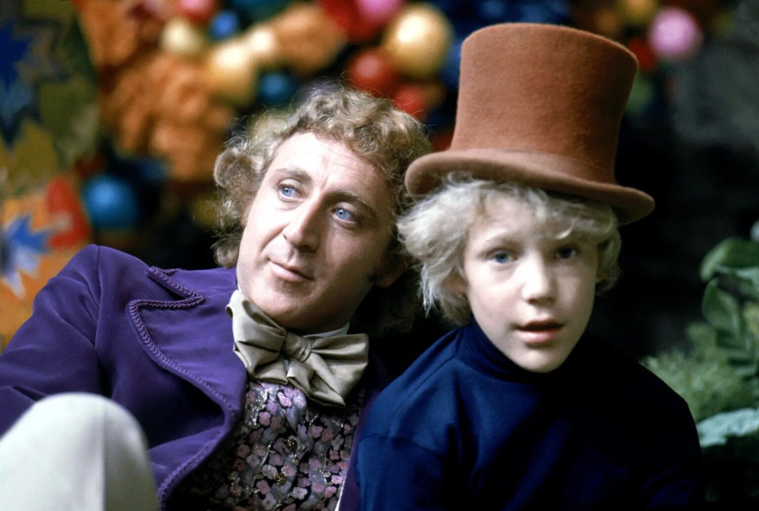 Gene Wilder e Peter Ostrum sul set di Willy Wonka