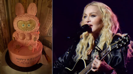 Madonna e la torta Labubu