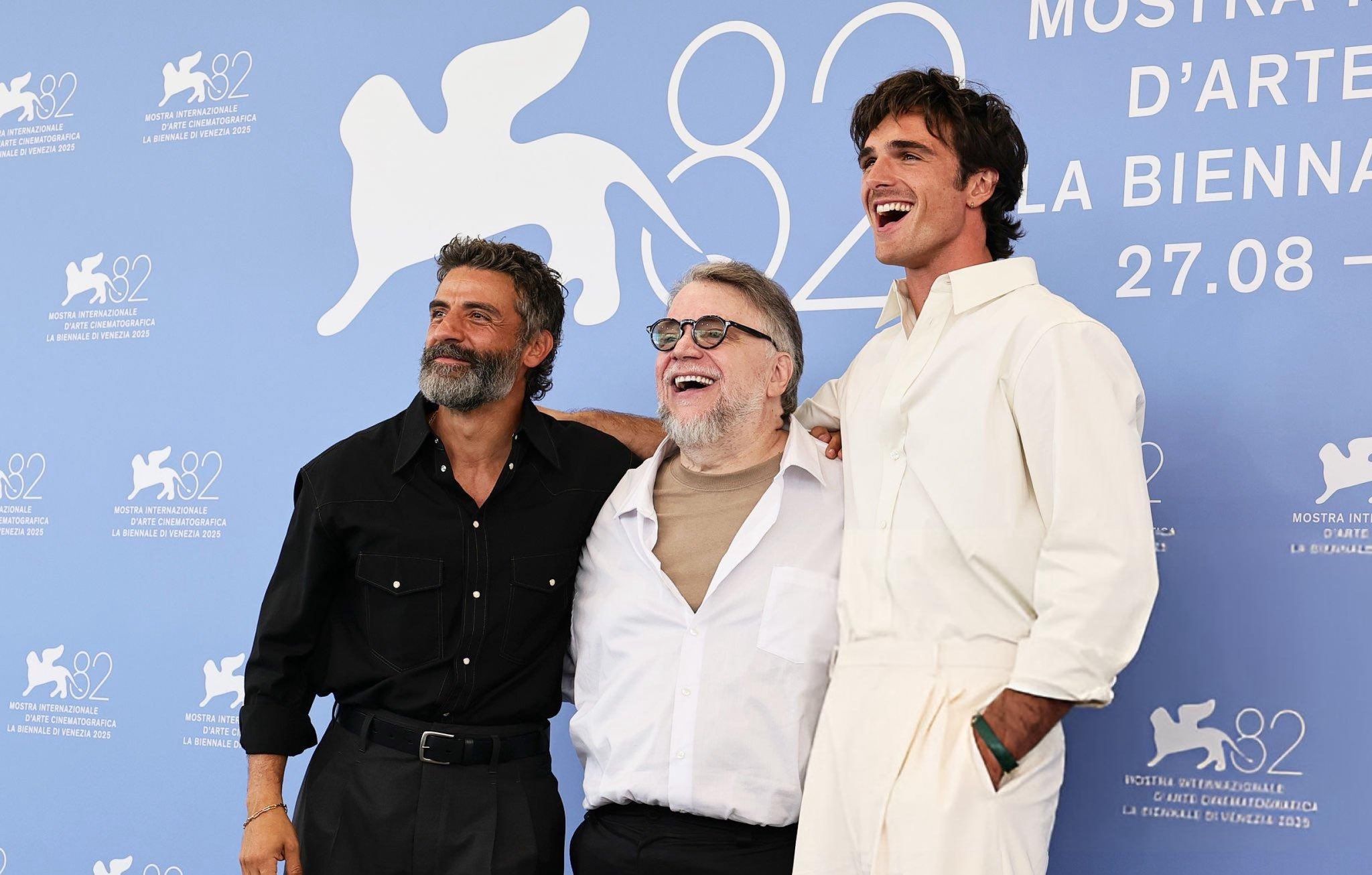 Oscar Isaac, Guillermo Del Toro, Jacob Elordi a Venezia 2025