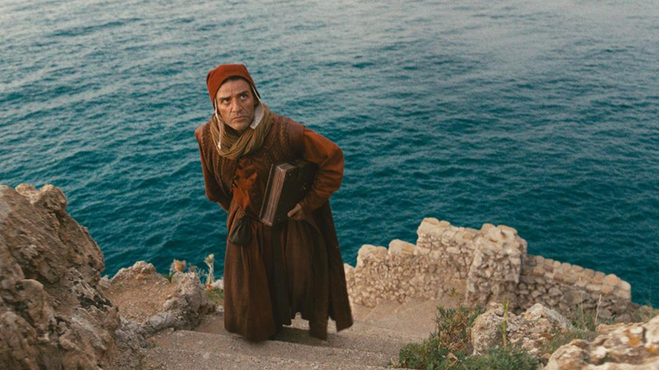 Oscar Isaac in una scena di In the Hand of Dante. 