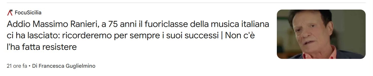 La fake news sulla morte di Massimo Ranieri