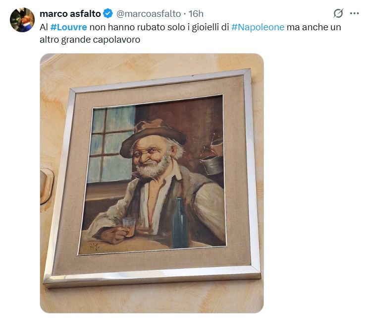 furto al louvre meme - quadro di Teomondo Scrofalo