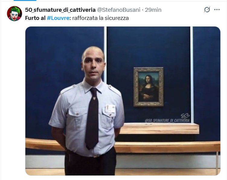 Checco Zalone meme furto al Louvre