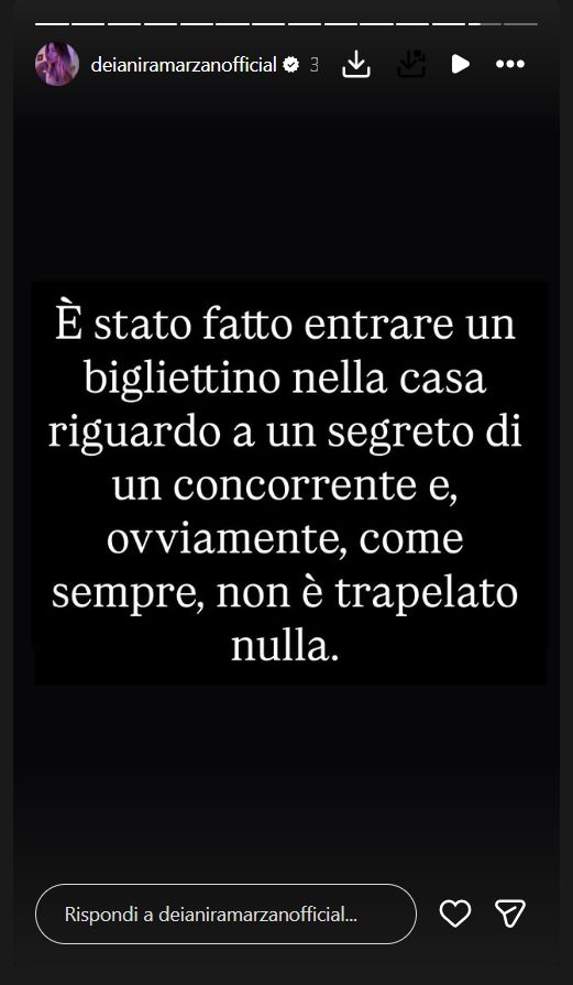 il post di Deianira Marzano sul Grande Fratello
