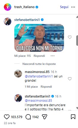 il commento di Bettarini su Signorini
