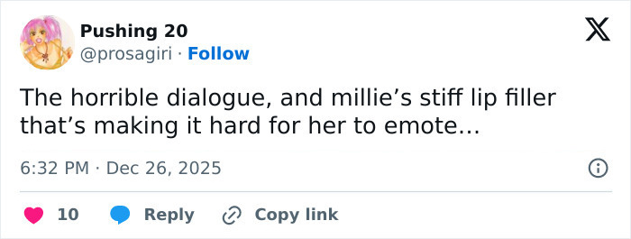 Mille Bobby Brown - labbra, commento da X