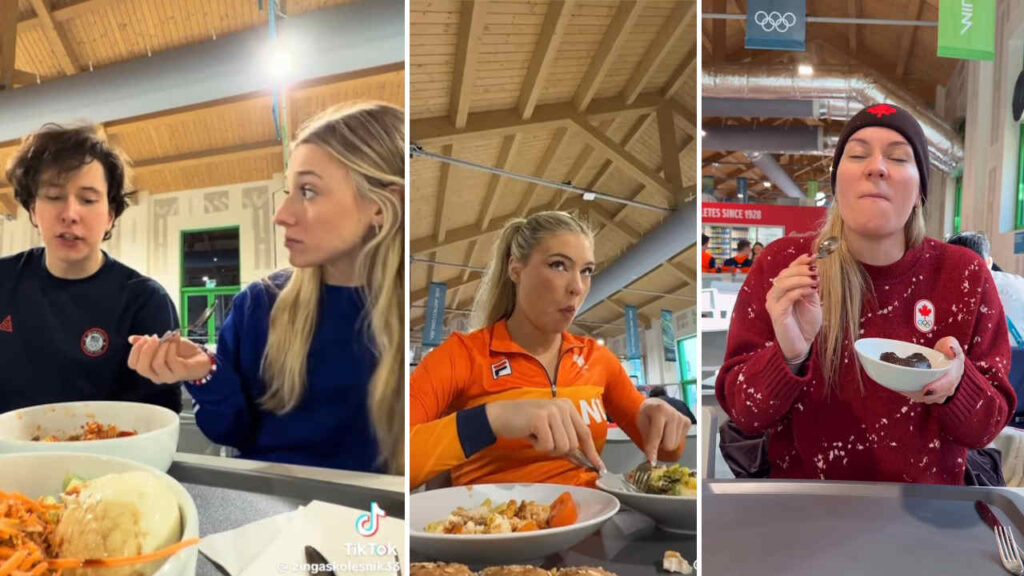 Atleti stranieri mangiano piatti italiani alle Olimpiadi 2026 di Milano Cortina