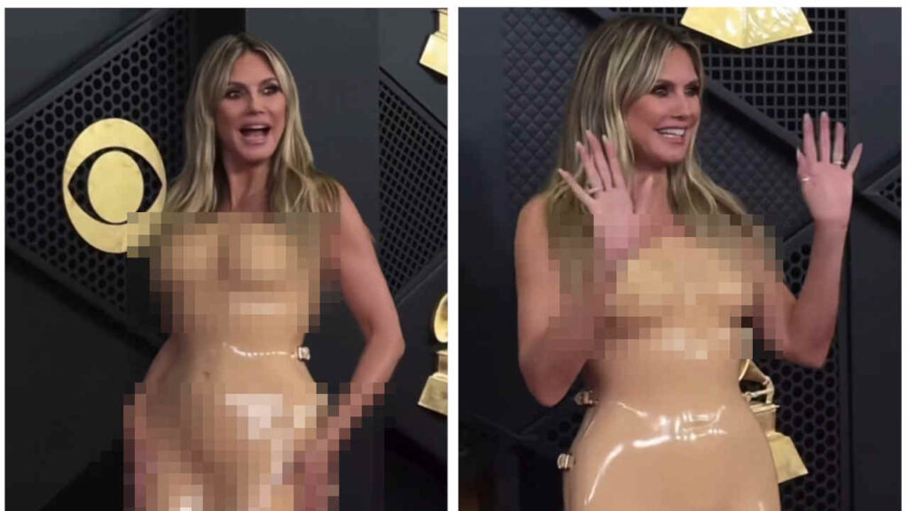 Heidi Klum con l'abito nude ai Grammy 2026